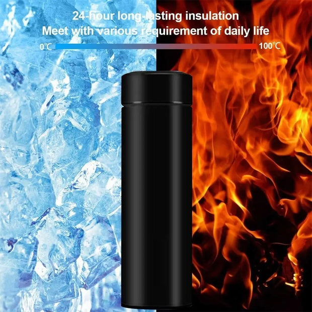Double Walled Vacuum Smart Water Bottles with Digital Temperature Display Coffee Tea Infuser Bottle LED Thermal Cup